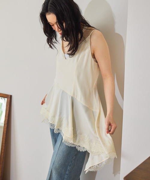 mysty woman（ミスティウーマン）の「イレヘムランジェリーキャミ　659805（キャミソール・レディース・グレー系その他/ブラック/オフホワイト・FREE）」の9枚目の写真