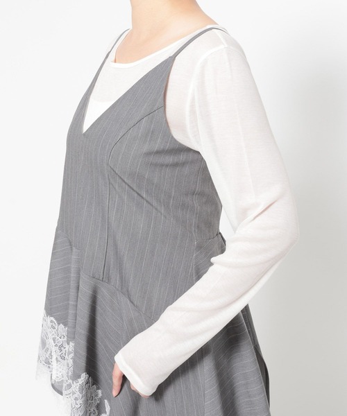 mysty woman（ミスティウーマン）の「イレヘムランジェリーキャミ　659805（キャミソール・レディース・グレー系その他/ブラック/オフホワイト・FREE）」の14枚目の写真