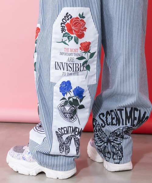 ScoLar（スカラー）の「ScoLar(スカラー) アップリケ×刺繍デニムパンツ（デニムパンツ・レディース・オフホワイト・MEDIUM）」の7枚目の写真