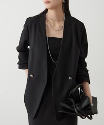 LOUNGEDRESS | 麻調合繊ノーカラージャケット(ノーカラージャケット)