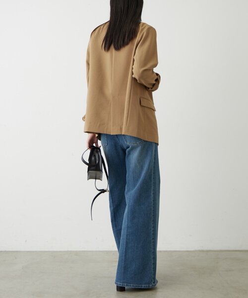 LOUNGEDRESS（ラウンジドレス）の「麻調合繊ノーカラージャケット（ノーカラージャケット・レディース・キャメル/ブラック/ライトベージュ・FREE）」の13枚目の写真