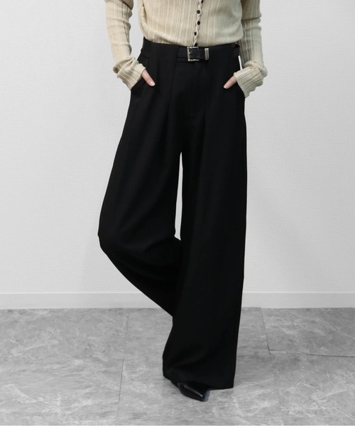 THE CELL.(ザセルドット)の「タックワイドストレッチスラックスパンツ PLEATED WIDE STRETCH SLACKS PANTS(スラックス・レディース・ブラウン/ブラック/チャコールグレー/アイボリー・S/M/L)」の19枚目の写真