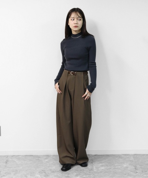 THE CELL.(ザセルドット)の「タックワイドストレッチスラックスパンツ PLEATED WIDE STRETCH SLACKS PANTS(スラックス・レディース・ブラウン/ブラック/チャコールグレー/アイボリー・S/M/L)」の20枚目の写真