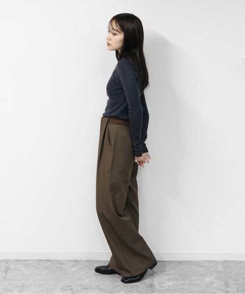 THE CELL.(ザセルドット)の「タックワイドストレッチスラックスパンツ PLEATED WIDE STRETCH SLACKS PANTS(スラックス・レディース・ブラウン/ブラック/チャコールグレー/アイボリー・S/M/L)」の21枚目の写真