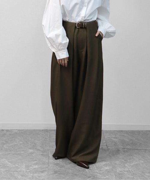 THE CELL.(ザセルドット)の「タックワイドストレッチスラックスパンツ PLEATED WIDE STRETCH SLACKS PANTS(スラックス・レディース・ブラウン/ブラック/チャコールグレー/アイボリー・S/M/L)」の22枚目の写真