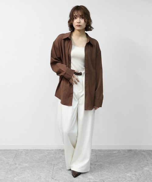 THE CELL.(ザセルドット)の「タックワイドストレッチスラックスパンツ PLEATED WIDE STRETCH SLACKS PANTS(スラックス・レディース・ブラウン/ブラック/チャコールグレー/アイボリー・S/M/L)」の5枚目の写真