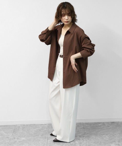 THE CELL.(ザセルドット)の「タックワイドストレッチスラックスパンツ PLEATED WIDE STRETCH SLACKS PANTS(スラックス・レディース・ブラウン/ブラック/チャコールグレー/アイボリー・S/M/L)」の6枚目の写真
