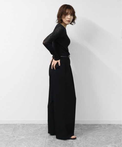 THE CELL.(ザセルドット)の「タックワイドストレッチスラックスパンツ PLEATED WIDE STRETCH SLACKS PANTS(スラックス・レディース・ブラウン/ブラック/チャコールグレー/アイボリー・S/M/L)」の13枚目の写真