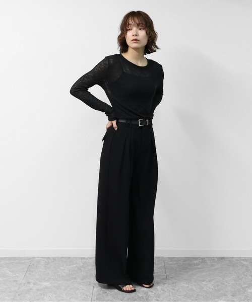 THE CELL.(ザセルドット)の「タックワイドストレッチスラックスパンツ PLEATED WIDE STRETCH SLACKS PANTS(スラックス・レディース・ブラウン/ブラック/チャコールグレー/アイボリー・S/M/L)」の10枚目の写真