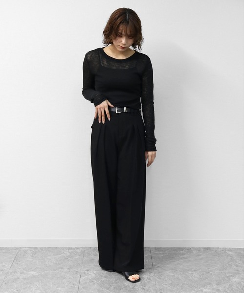 THE CELL.(ザセルドット)の「タックワイドストレッチスラックスパンツ PLEATED WIDE STRETCH SLACKS PANTS(スラックス・レディース・ブラウン/ブラック/チャコールグレー/アイボリー・S/M/L)」の9枚目の写真