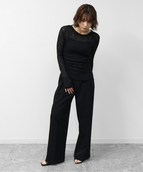 THE CELL.(ザセルドット)の「タックワイドストレッチスラックスパンツ PLEATED WIDE STRETCH SLACKS PANTS(スラックス・レディース・ブラウン/ブラック/チャコールグレー/アイボリー・S/M/L)」の11枚目の写真