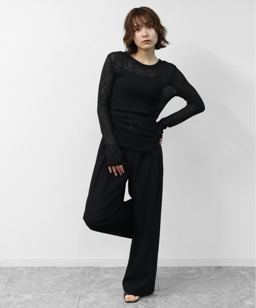 THE CELL.(ザセルドット)の「タックワイドストレッチスラックスパンツ PLEATED WIDE STRETCH SLACKS PANTS(スラックス・レディース・ブラウン/ブラック/チャコールグレー/アイボリー・S/M/L)」の12枚目の写真
