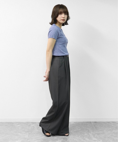 THE CELL.(ザセルドット)の「タックワイドストレッチスラックスパンツ PLEATED WIDE STRETCH SLACKS PANTS(スラックス・レディース・ブラウン/ブラック/チャコールグレー/アイボリー・S/M/L)」の16枚目の写真