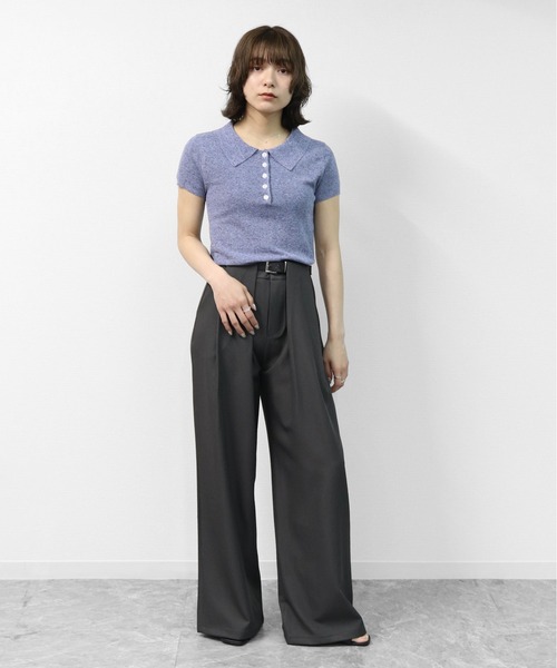 THE CELL.(ザセルドット)の「タックワイドストレッチスラックスパンツ PLEATED WIDE STRETCH SLACKS PANTS(スラックス・レディース・ブラウン/ブラック/チャコールグレー/アイボリー・S/M/L)」の15枚目の写真