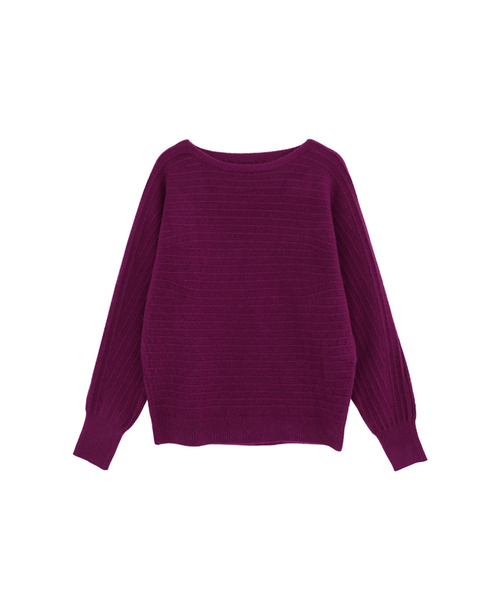VASCARA（バスカラ）の「Stripe Boat neck Knitwear (7colors)（ニット/セーター・レディース・ブラック/ライトブラウン/グレー/カーキ/アイボリー/ブラウン/パープル・FREE）」の7枚目の写真