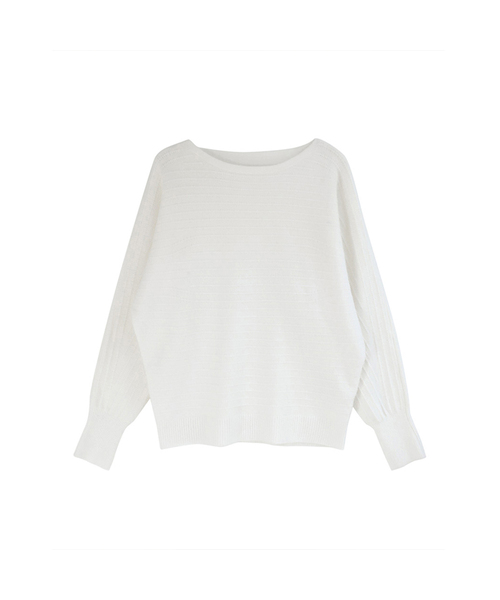 VASCARA（バスカラ）の「Stripe Boat neck Knitwear (7colors)（ニット/セーター・レディース・ブラック/ライトブラウン/グレー/カーキ/アイボリー/ブラウン/パープル・FREE）」の2枚目の写真