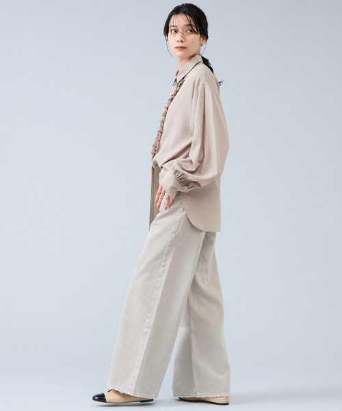 Liesse(リエス)の「シャンブレーフリルシャツブラウス(シャツ/ブラウス・レディース・サックスブルー/ベージュ・FREE)」の7枚目の写真