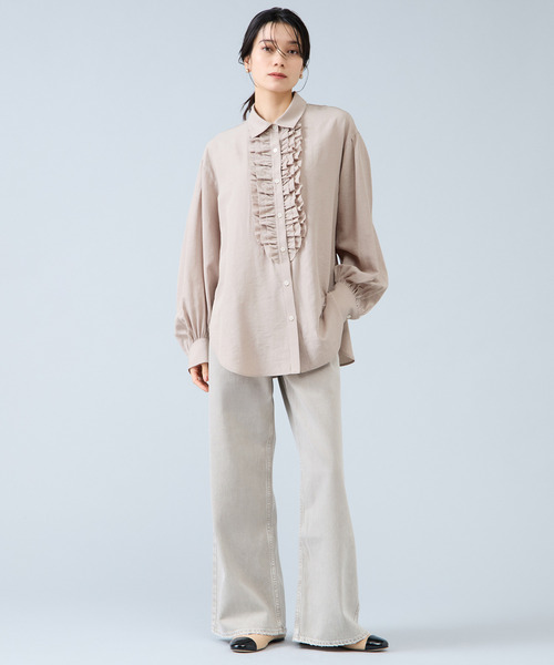 Liesse(リエス)の「シャンブレーフリルシャツブラウス(シャツ/ブラウス・レディース・サックスブルー/ベージュ・FREE)」の9枚目の写真