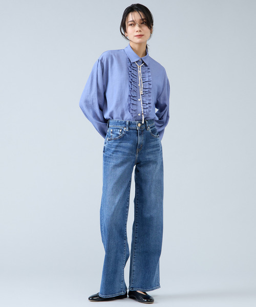 Liesse(リエス)の「シャンブレーフリルシャツブラウス(シャツ/ブラウス・レディース・サックスブルー/ベージュ・FREE)」の14枚目の写真