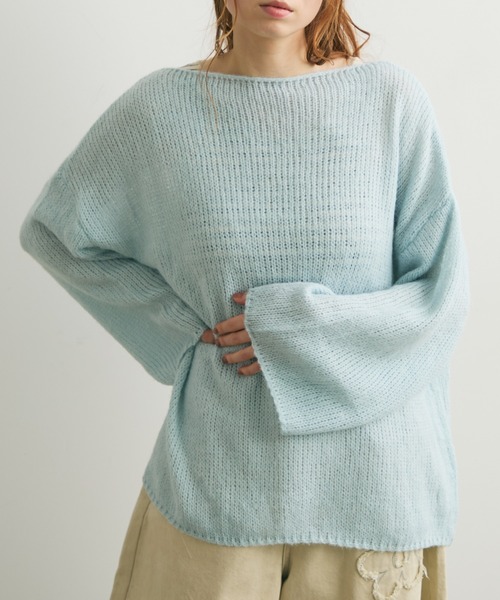 Crisp（クリスプ）の「オーバーシアーニット（ニット/セーター・レディース・ブルー/ピンク/イエロー・FREE）」の2枚目の写真