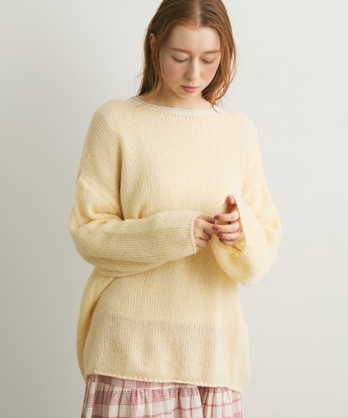 Crisp（クリスプ）の「オーバーシアーニット（ニット/セーター・レディース・ブルー/ピンク/イエロー・FREE）」の4枚目の写真