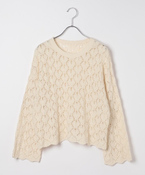 LEPSIM（レプシィム）の「5ゲージ透かし長袖プルオーバー　647479（ニット/セーター・レディース・ピンク/ライム/ブラック/ナチュラル・FREE）」の2枚目の写真