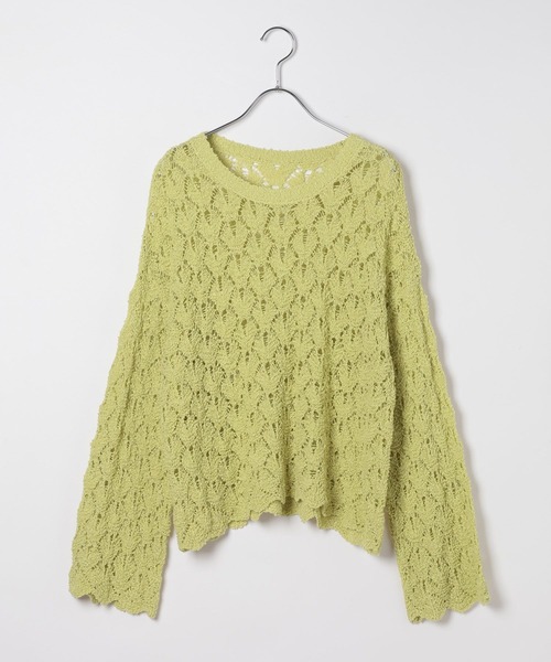 LEPSIM（レプシィム）の「5ゲージ透かし長袖プルオーバー　647479（ニット/セーター・レディース・ピンク/ライム/ブラック/ナチュラル・FREE）」の3枚目の写真