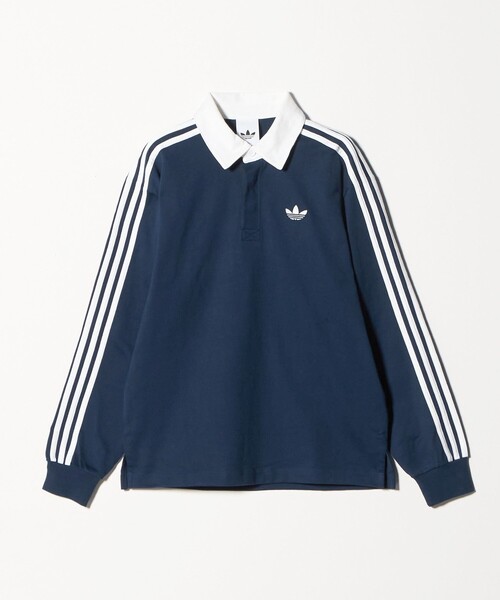 adidas Originals(アディダスオリジナルス)の「<adidas Originals>スリーストライプス ラグビー ロングスリーブカットソー(Tシャツ/カットソー・レディース・ネイビー・S)」の1枚目の写真