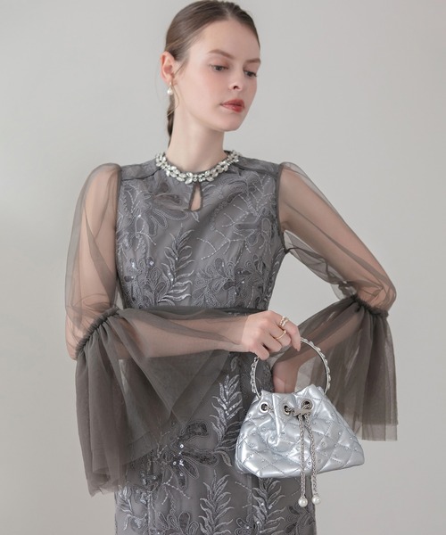 Leja（レジャ）の「【LEJA】ビジューストーンキルティングバケット2WAYハンドバッグ結婚式 お呼ばれピアス 二次会 同窓会 お呼ばれ オケージョン 20代 30代（ハンドバッグ・レディース・シルバー/ブラック・FREE）」の7枚目の写真