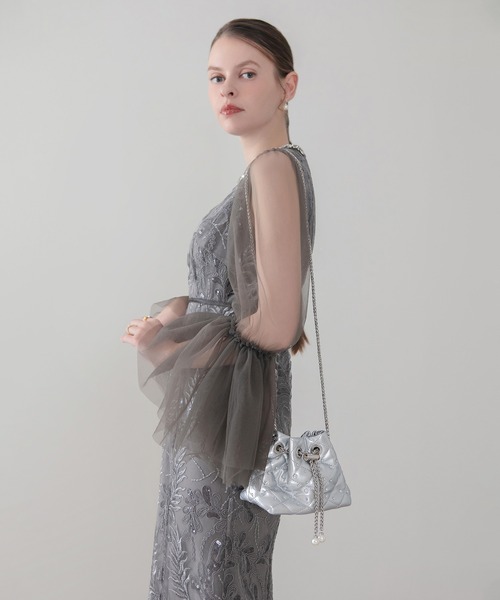 Leja（レジャ）の「【LEJA】ビジューストーンキルティングバケット2WAYハンドバッグ結婚式 お呼ばれピアス 二次会 同窓会 お呼ばれ オケージョン 20代 30代（ハンドバッグ・レディース・シルバー/ブラック・FREE）」の8枚目の写真