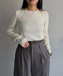 【&g'aime 】ホルダーレイヤードニット Halter Layered Knit Top