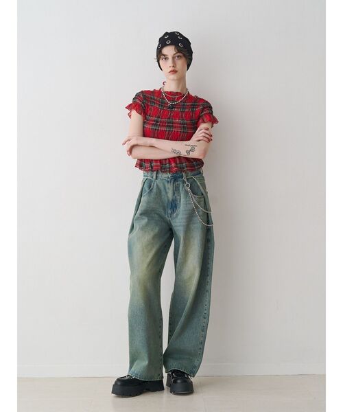 jouetie(ジュエティ)の「ルーズデニムパンツ チェーン付(デニムパンツ・レディース・ブラック/ブルー・SMALL/MEDIUM)」の6枚目の写真