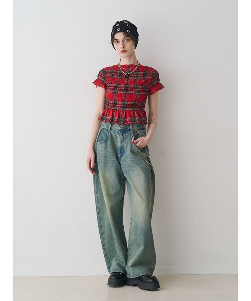 jouetie(ジュエティ)の「ルーズデニムパンツ チェーン付(デニムパンツ・レディース・ブラック/ブルー・SMALL/MEDIUM)」の7枚目の写真