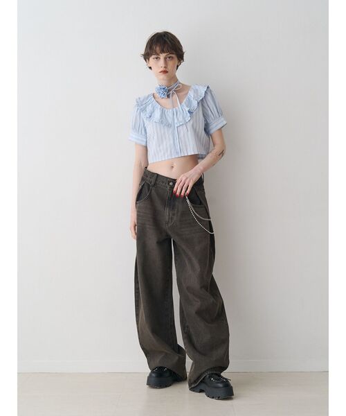 jouetie(ジュエティ)の「ルーズデニムパンツ チェーン付(デニムパンツ・レディース・ブラック/ブルー・SMALL/MEDIUM)」の10枚目の写真