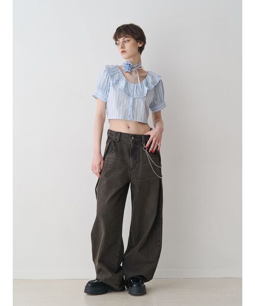 jouetie(ジュエティ)の「ルーズデニムパンツ チェーン付(デニムパンツ・レディース・ブラック/ブルー・SMALL/MEDIUM)」の11枚目の写真