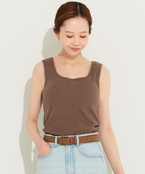 coca(coca)(コカ)の「OUT BRA ベーシックタンクトップ(タンクトップ・レディース・ブラック/カーキ/ライトベージュ/グレー/ホワイト/ブラウン・L/M/S)」の4枚目の写真