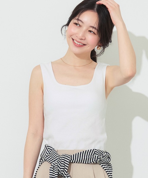 coca(coca)(コカ)の「OUT BRA ベーシックタンクトップ(タンクトップ・レディース・ブラック/カーキ/ライトベージュ/グレー/ホワイト/ブラウン・L/M/S)」の2枚目の写真