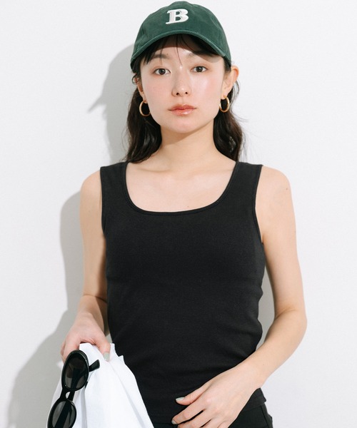 coca(coca)(コカ)の「OUT BRA ベーシックタンクトップ(タンクトップ・レディース・ブラック/カーキ/ライトベージュ/グレー/ホワイト/ブラウン・L/M/S)」の1枚目の写真