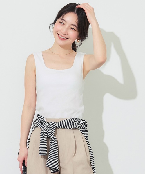 coca(coca)(コカ)の「OUT BRA ベーシックタンクトップ(タンクトップ・レディース・ブラック/カーキ/ライトベージュ/グレー/ホワイト/ブラウン・L/M/S)」の8枚目の写真