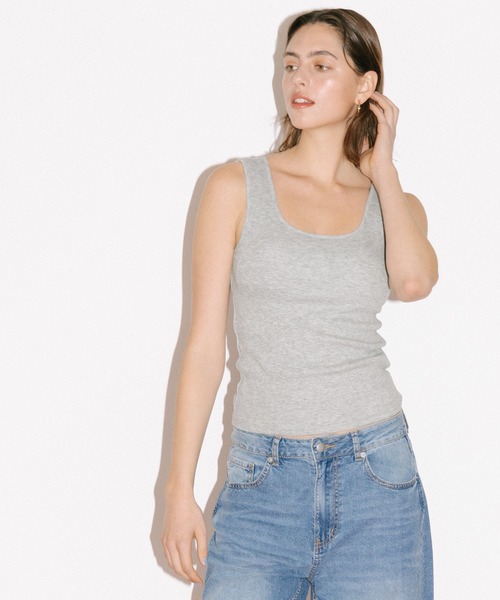 coca(coca)(コカ)の「OUT BRA ベーシックタンクトップ(タンクトップ・レディース・ブラック/カーキ/ライトベージュ/グレー/ホワイト/ブラウン・L/M/S)」の15枚目の写真