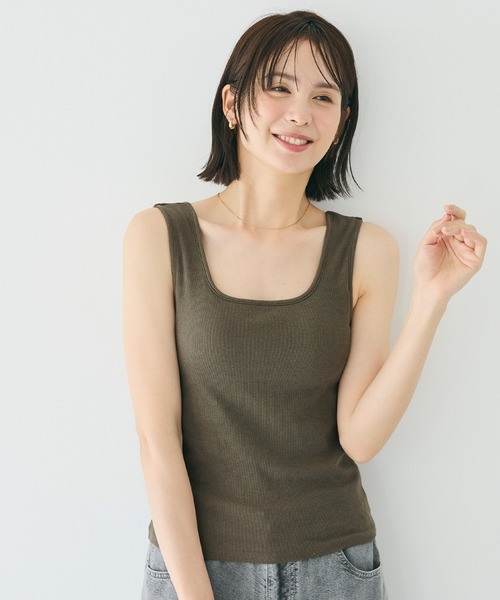 coca(coca)(コカ)の「OUT BRA ベーシックタンクトップ(タンクトップ・レディース・ブラック/カーキ/ライトベージュ/グレー/ホワイト/ブラウン・L/M/S)」の17枚目の写真