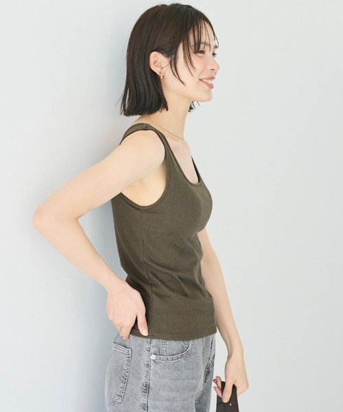 coca(coca)(コカ)の「OUT BRA ベーシックタンクトップ(タンクトップ・レディース・ブラック/カーキ/ライトベージュ/グレー/ホワイト/ブラウン・L/M/S)」の18枚目の写真