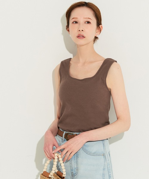 coca(coca)(コカ)の「OUT BRA ベーシックタンクトップ(タンクトップ・レディース・ブラック/カーキ/ライトベージュ/グレー/ホワイト/ブラウン・L/M/S)」の22枚目の写真