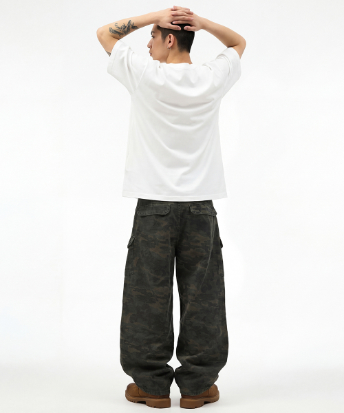 ARTISTWEAR（アーティストウェア）の「[ATW] ディープフォレストカモワイドパンツ（デニムパンツ・レディース・グリーン系カモフラージュ・SMALL/MEDIUM/LARGE/X-LARGE）」の5枚目の写真