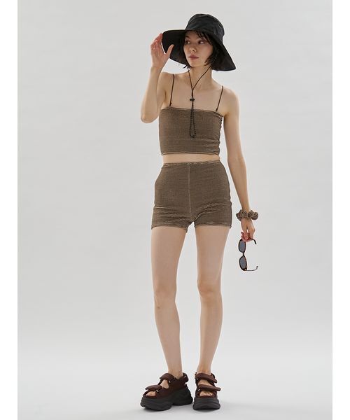 emmi(エミ)の「シュシュ付きバンドゥスイムウェア(水着・レディース・レッド/ブラウン・0/1)」の12枚目の写真