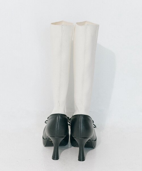 OLIVE des OLIVE（オリーブデオリーブ）の「【Belle Charme】Ribbon Sock Boots（ブーツ・レディース・オフホワイト/ブラック・SMALL/MEDIUM/LARGE）」の9枚目の写真