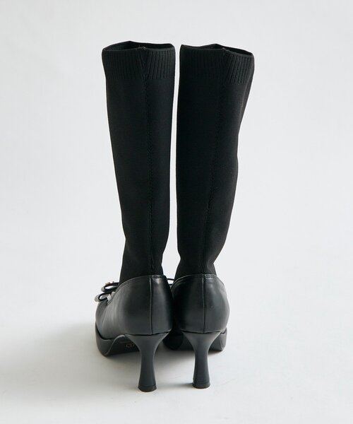 OLIVE des OLIVE（オリーブデオリーブ）の「【Belle Charme】Ribbon Sock Boots（ブーツ・レディース・オフホワイト/ブラック・SMALL/MEDIUM/LARGE）」の18枚目の写真