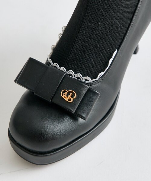 OLIVE des OLIVE（オリーブデオリーブ）の「【Belle Charme】Ribbon Sock Boots（ブーツ・レディース・オフホワイト/ブラック・SMALL/MEDIUM/LARGE）」の19枚目の写真