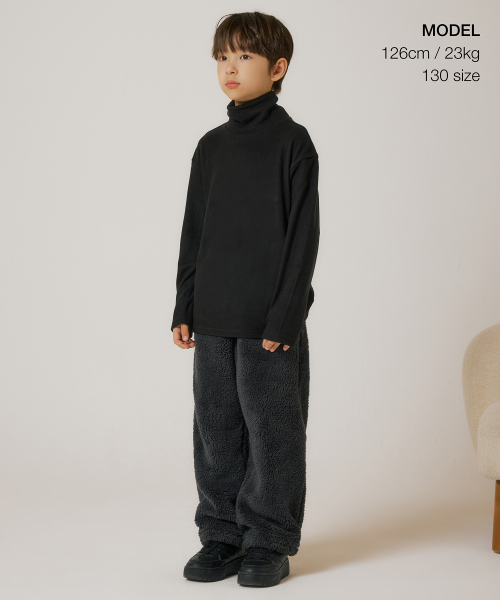 MUSINSA STANDARD KIDS（ムシンサスタンダードキッズ）の「シャギーフリースバリアブルラウンジパンツ[ダークグレー]（スウェットパンツ・レディース・その他・100/110/120/130/140/150/160）」の2枚目の写真