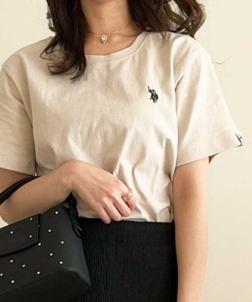 U.S. POLO ASSN.(ユーエスポロアッスン)の「GeeRA別注【U.S. POLO ASSN.】 S~LLサイズ展開 接触冷感ワンポイント刺繍コンパクトシルエットベーシックTシャツ(Tシャツ/カットソー・レディース・ブラック/その他/オフホワイト/ホワイト系その他/ネイビー/ベージュ・SMALL/MEDIUM/LARGE/X-LARGE)」の4枚目の写真